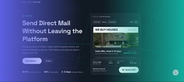 Direct Mail app inside DealMachine