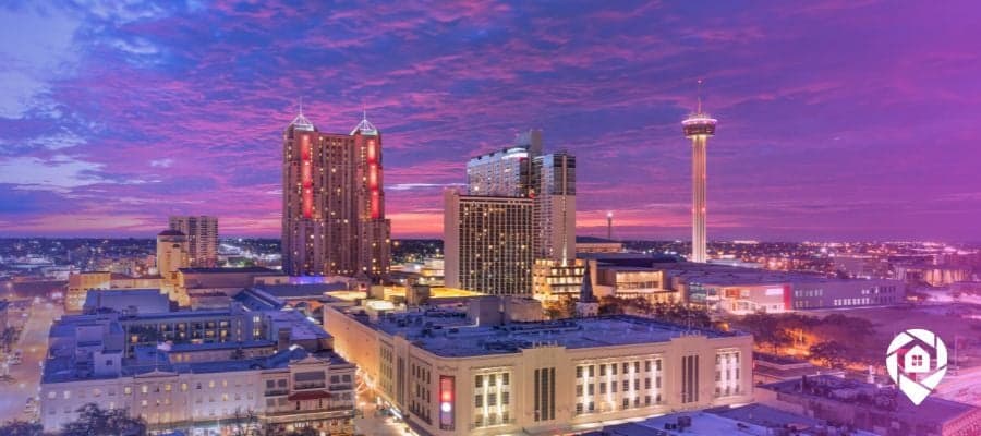 Aerial view of a San Antonio, Texas sunset