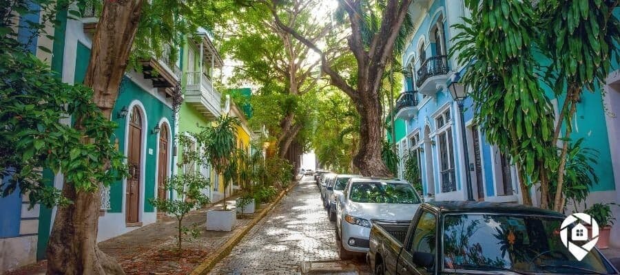 Colorful homes on a quiet street—ideal setting for real estate investing and fix and flip opportunities.