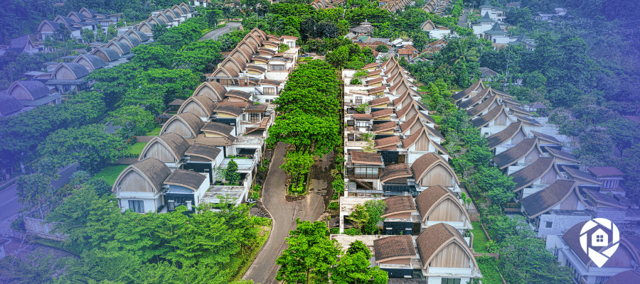 Aerial view of modern homes in North Carolina, representing infill development and off-market real estate strategies.
