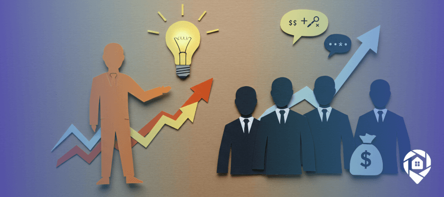 Illustration of real estate investor types, CEO, Freedom, Hobby, showing business growth and strategy paths.