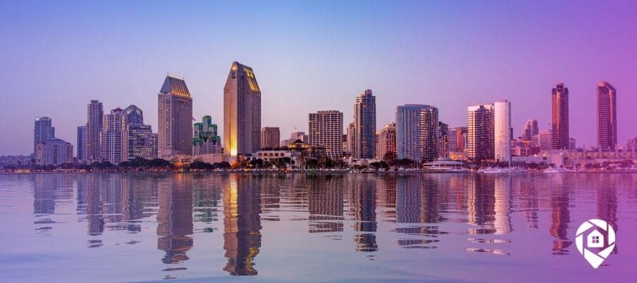 A picture of the skyline of San Diego since the top state for ADU friendliness is California.